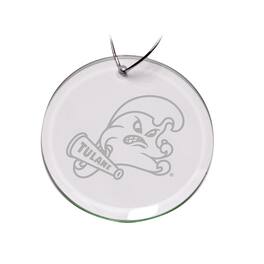 Jardine - Tulane Green Wave 3'' Glass Round Ornament - Multicolor