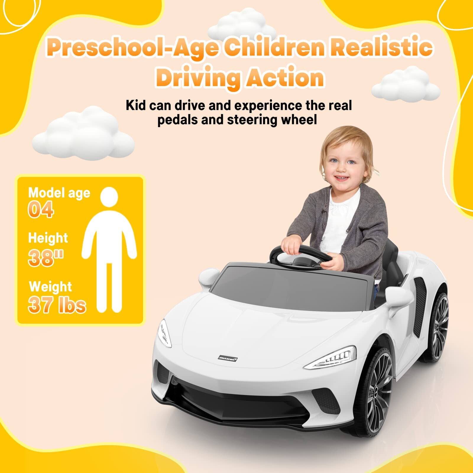 Preschool-Age Children Realistic Driving Action  
Kid can drive and experience the real pedals and steering wheel  

Model age 04  
Height 38"  
Weight 37 lbs