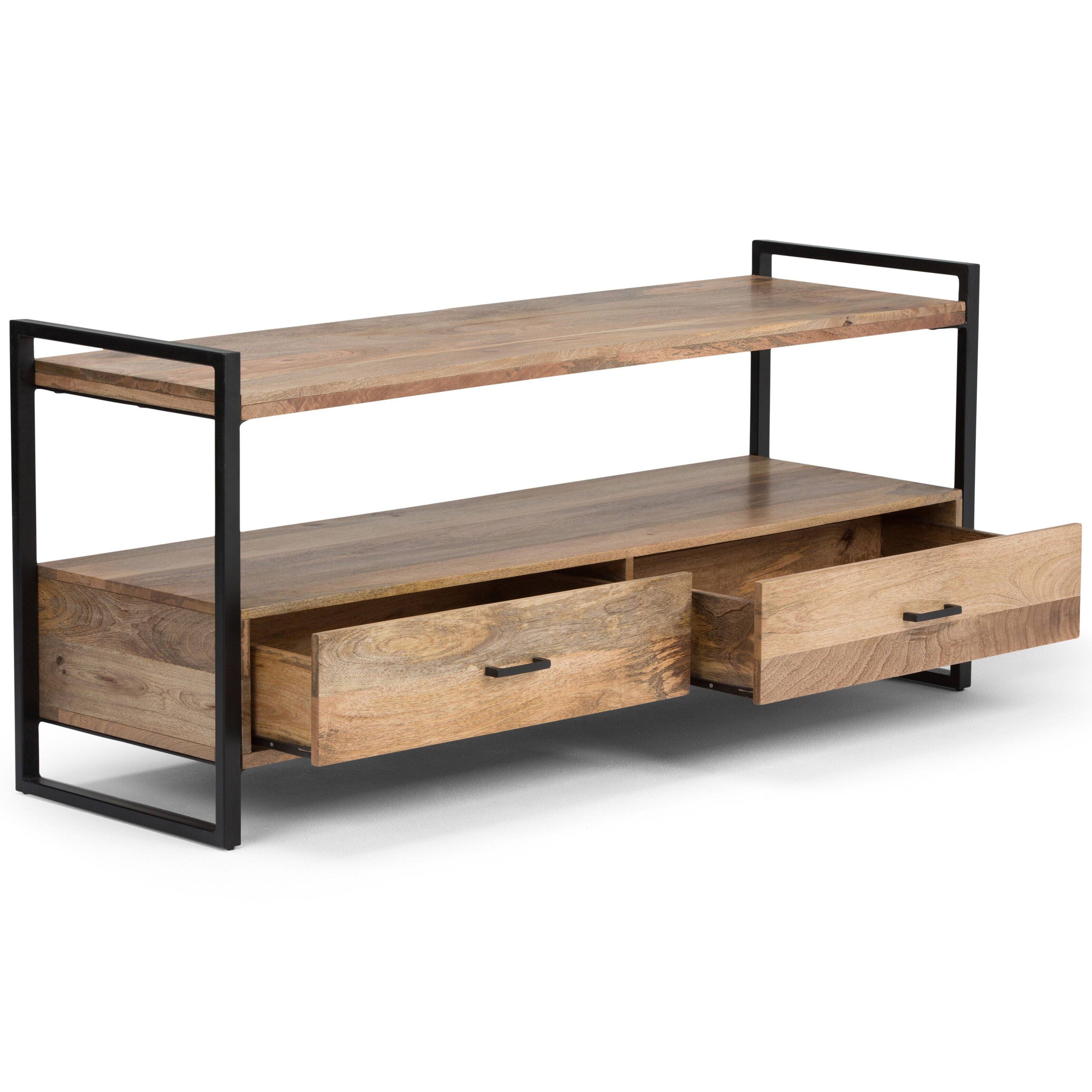 Alt View 4. Simpli Home - Riverside SOLID MANGO WOOD TV Media Stand in Natural For TVs up to 65 inches - Natural.