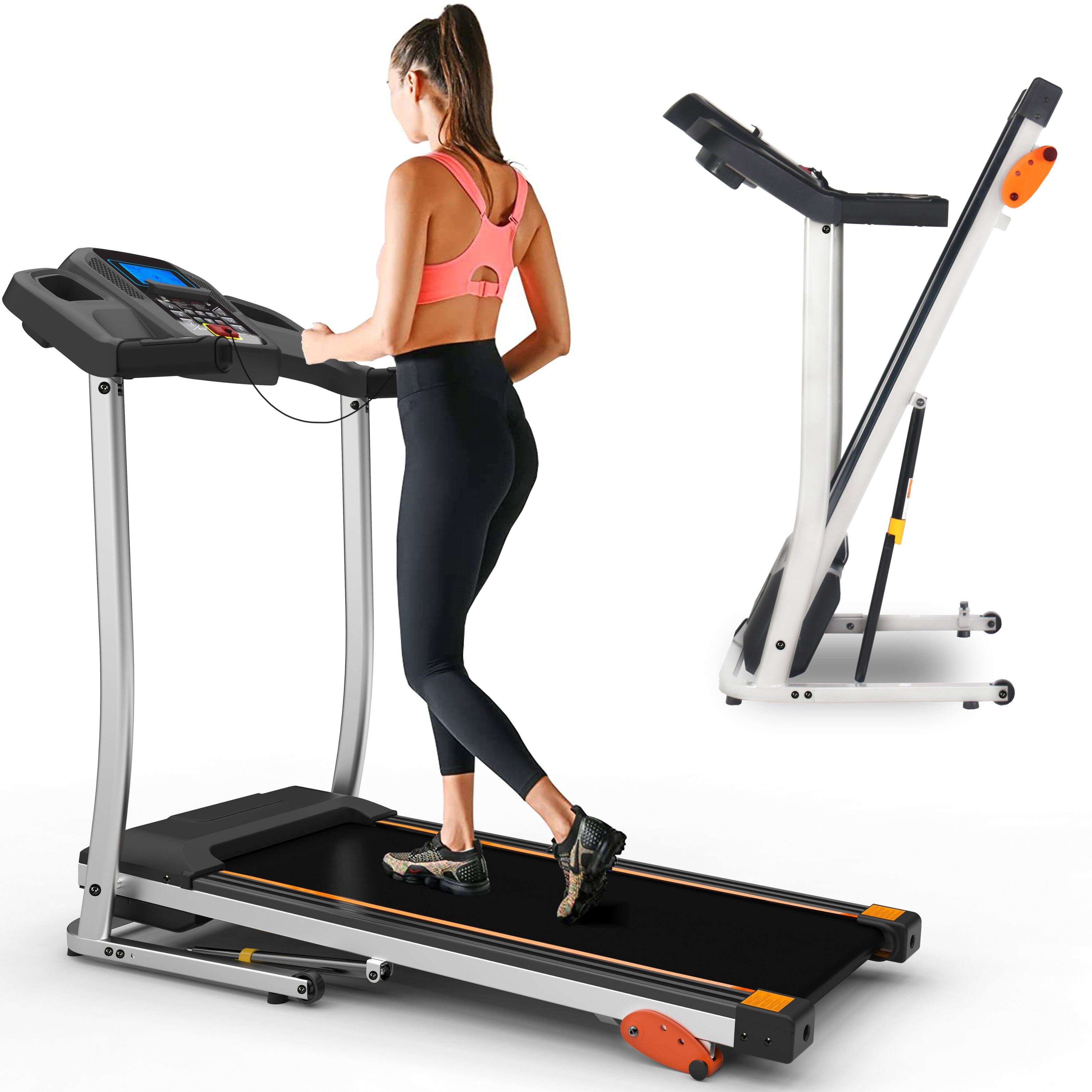 Back. APRILSOUL - Folding Treadmill 3HP 12KMH LCD 4 Incline Levels 12 Preset Programs Bluetooth Black - Black.