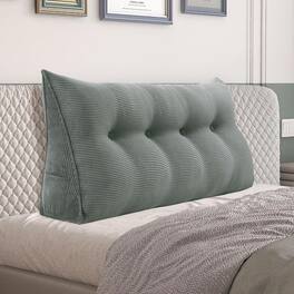 wowmax - Wedge Pillow Headboard for Full - Reading Pillow with Removable Cordury Cover - Gray