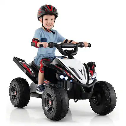 Front. Costway - Costway 12V Quad 4 Wheeler Ride on Toy with Music, Light, USB Port, Wireless Connection - Black.