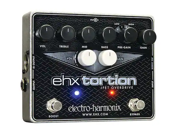 ehx tortion
JFET OVERDRIVE
electro-harmonix
www.ehx.com
9V
LOW HIGH
TREBLE MID BASS
VOL PRE-GAIN GAIN
VOL
BOOST BYPASS
INPUT OUTPUT
DI OUTPUT