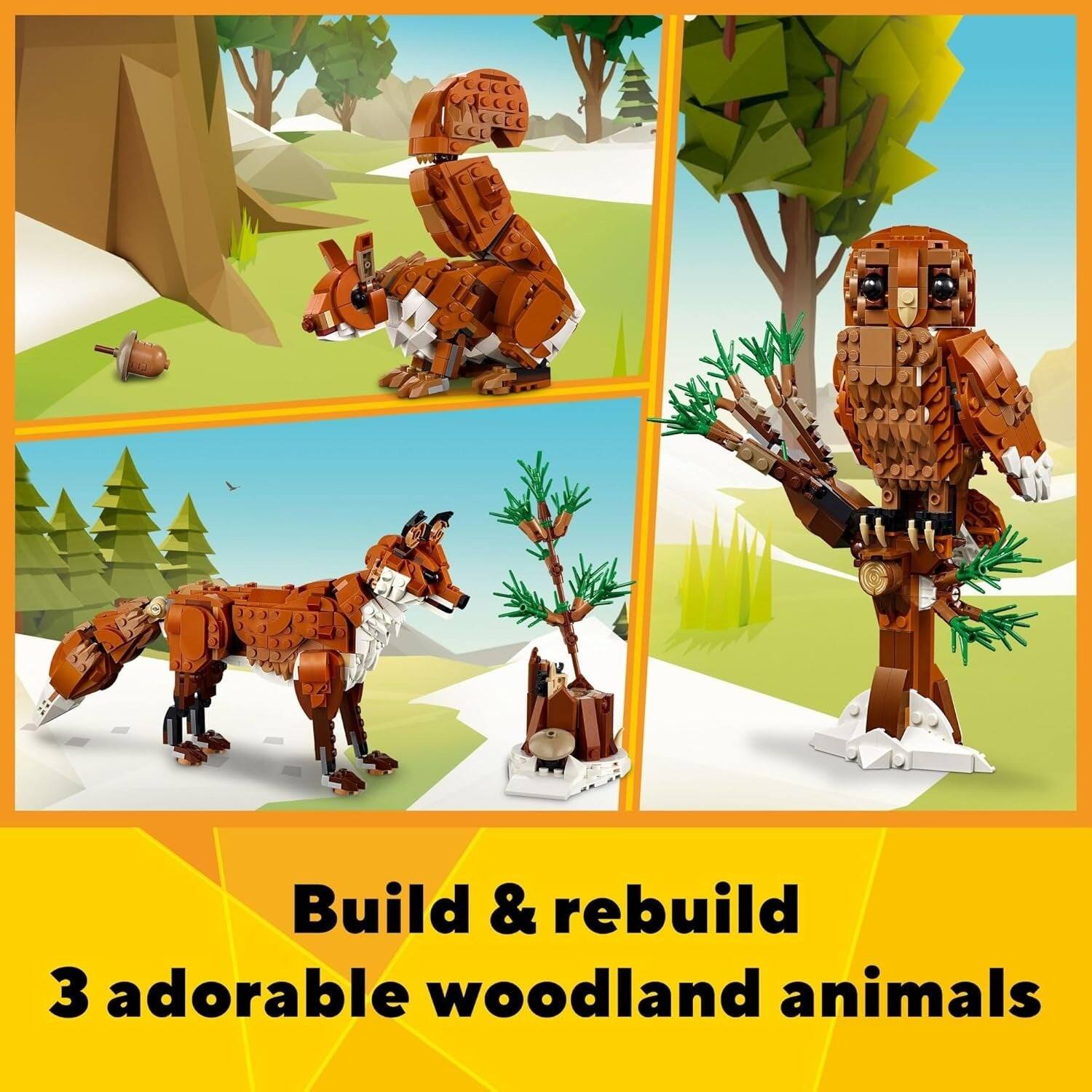 Build & rebuild 3 adorable woodland animals