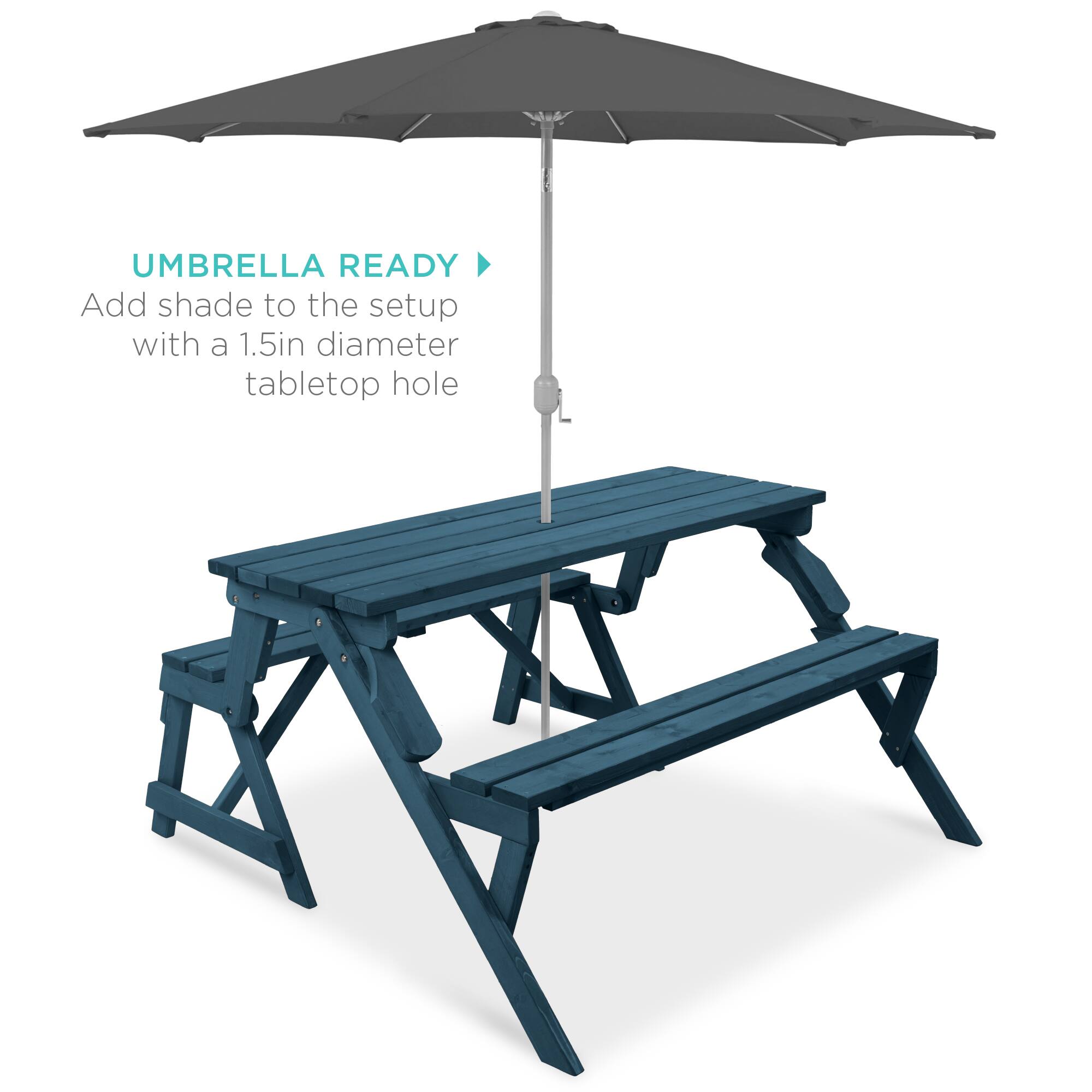 UMBRELLA READY  
Add shade to the setup with a 1.5in diameter tabletop hole