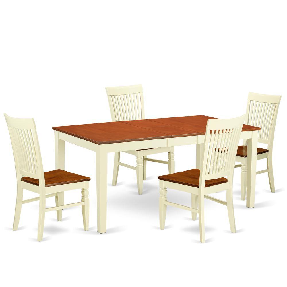 Front. East West Furniture - Dining Room Set Buttermilk & Cherry - Brown.