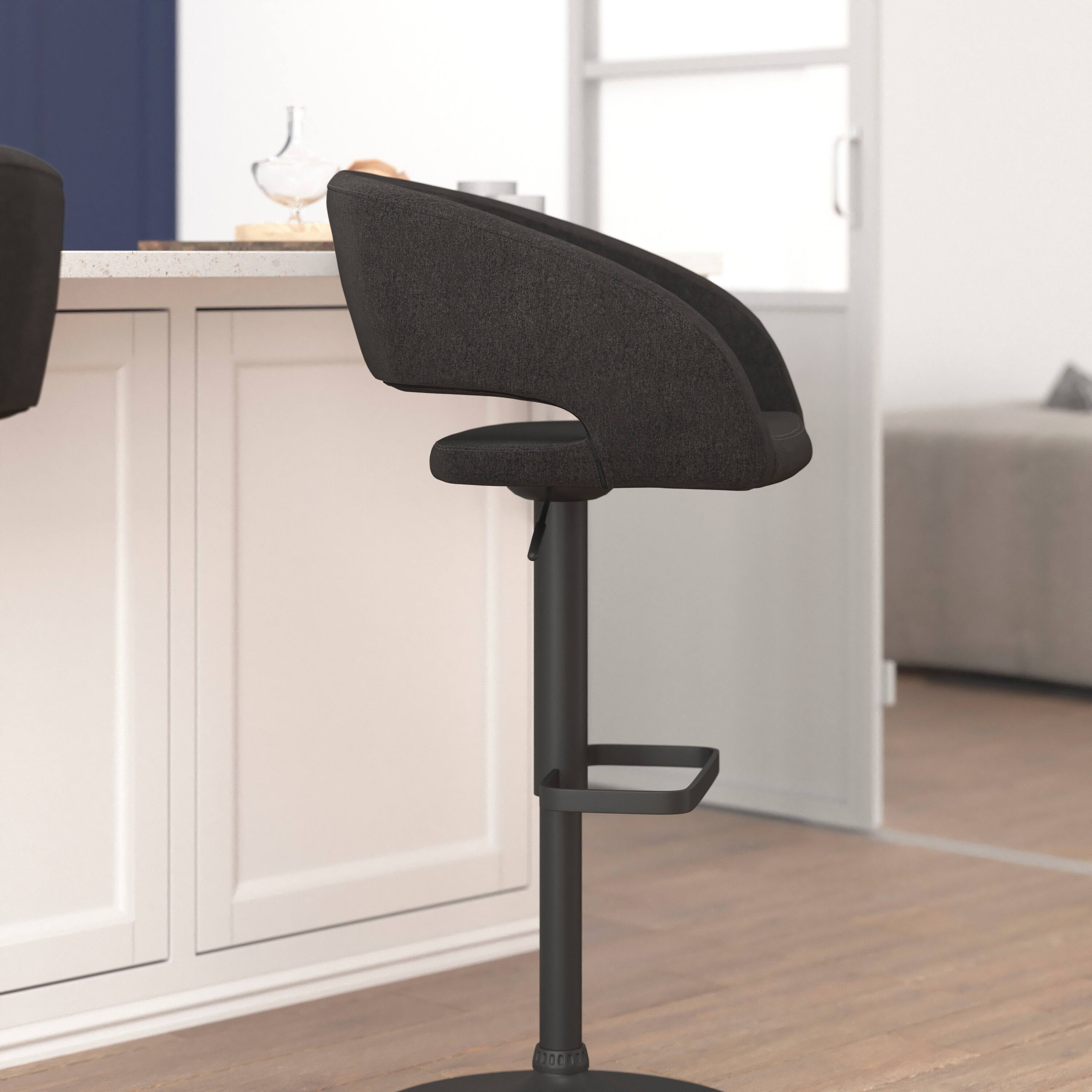 Alt View 1. Flash Furniture - Erik Contemporary Charcoal Fabric Adjustable Height Barstool with Rounded Mid-Back and Black Base - Gray.