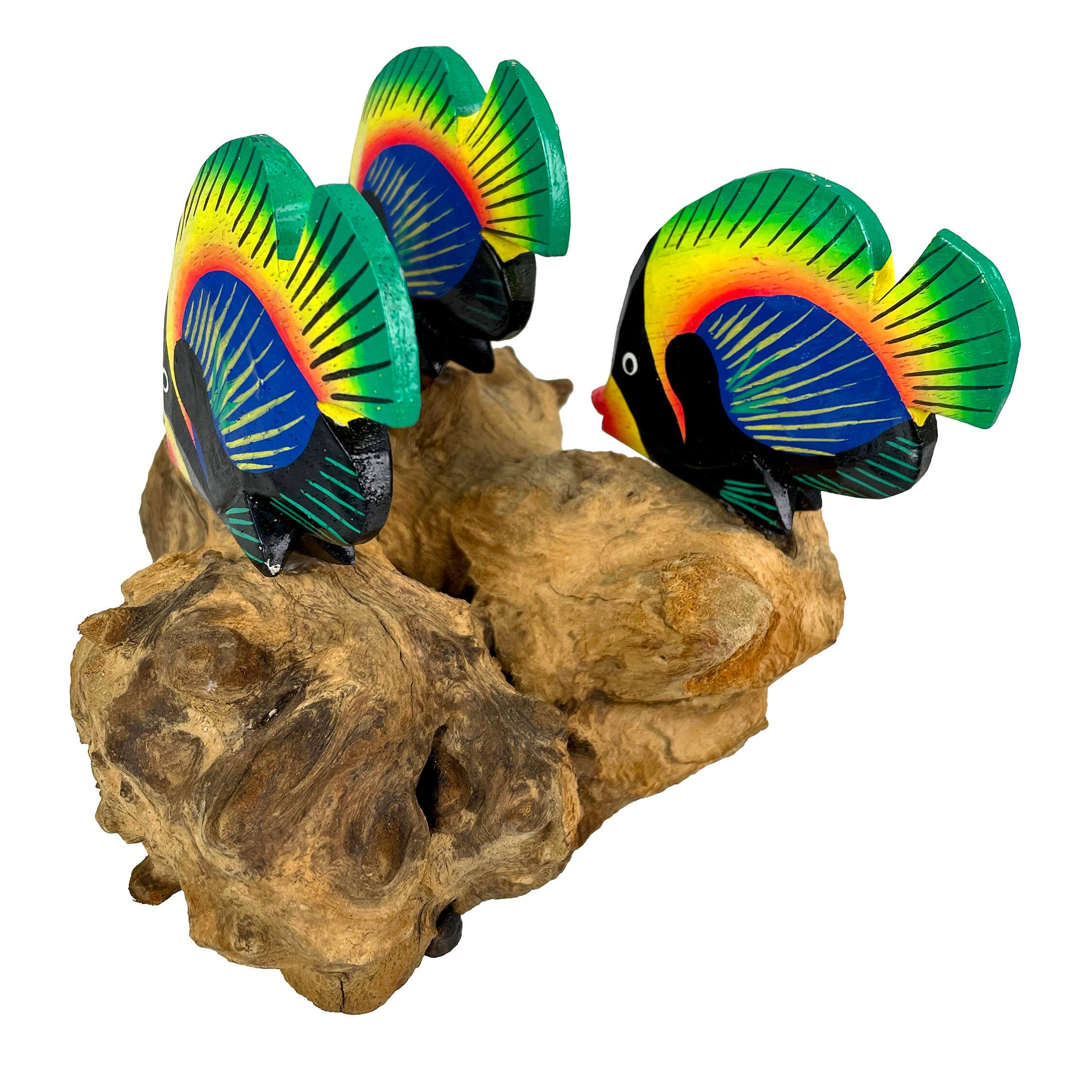 Alt View 9. Chesapeake Bay - Handcrafted Driftwood & 3 Tropical Fish Sculpture Coastal Nautical Table Decor - Multicolored.