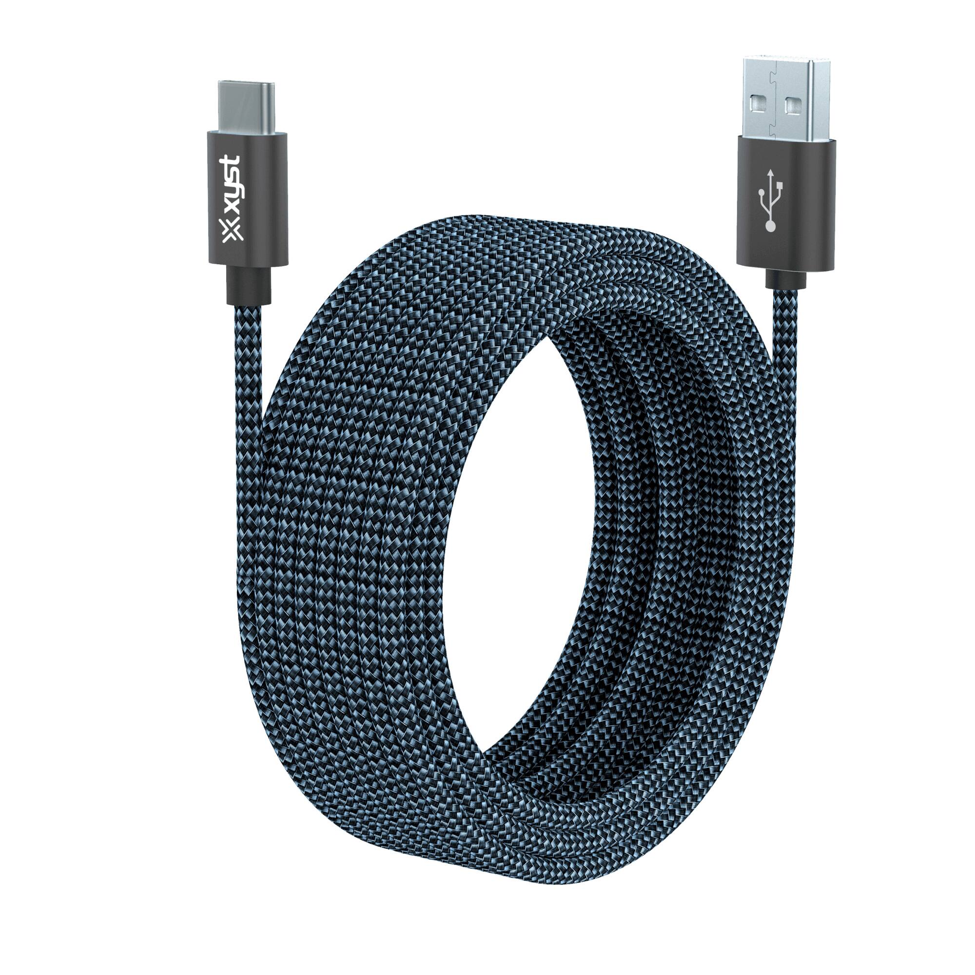 Alt View 8. Xyst - Charge and Sync USB to USB-C Braided Cable 10Ft - Black.