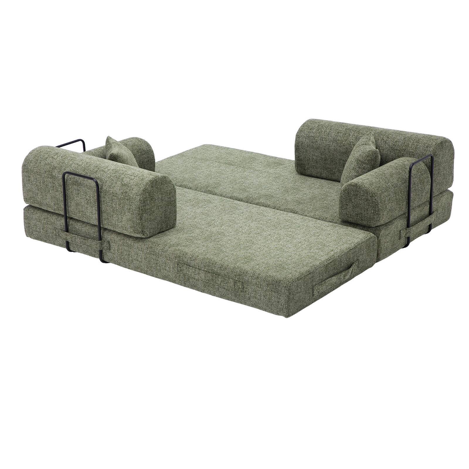 Alt View 1. Anysun - Two-Tone Convertible Sleeper Sofa Bed - Folding Mattress Couch with Fixed Frame for Living Room & Bedroom. - Moss Green.