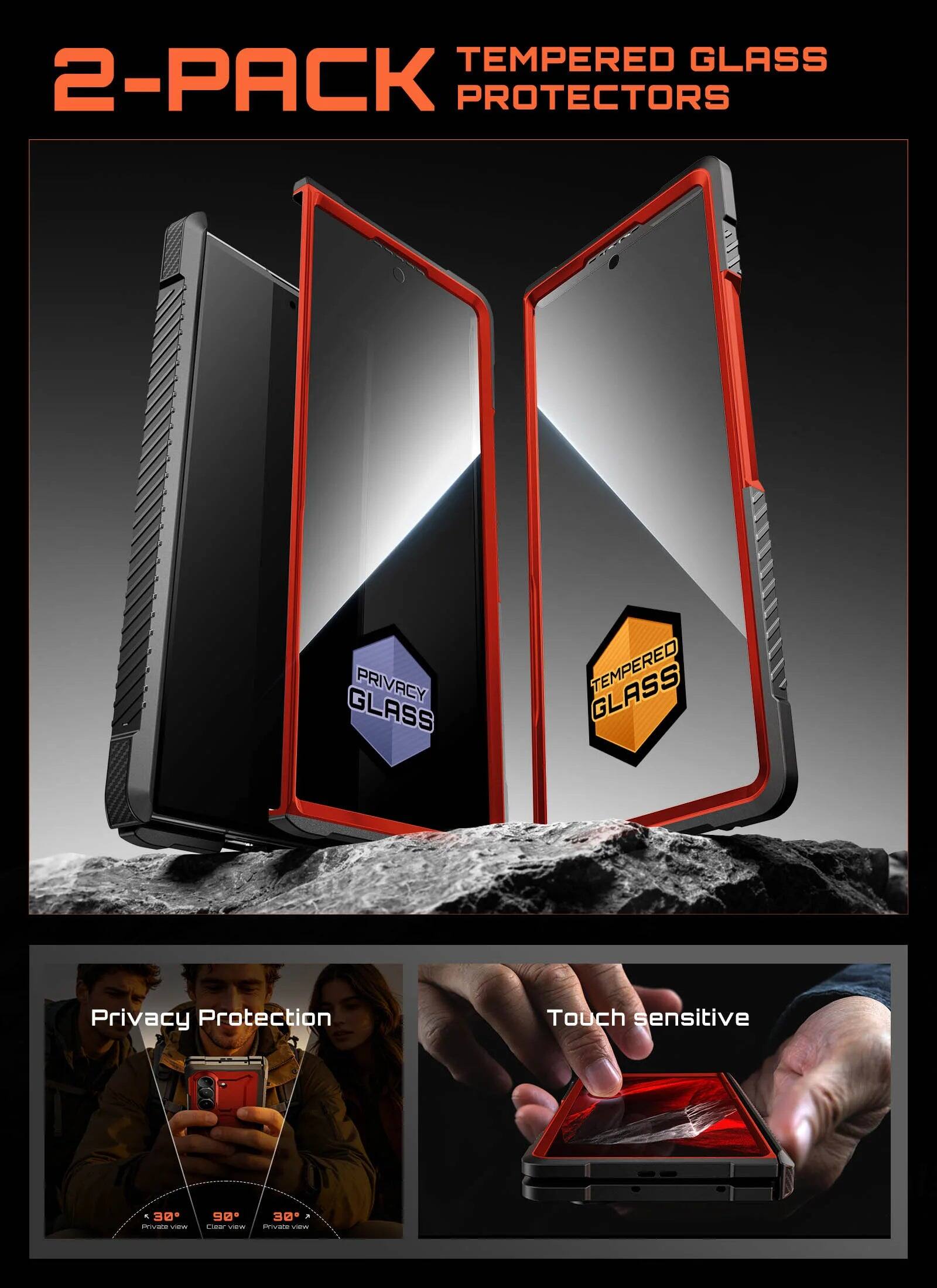 2-PACK TEMPERED GLASS PROTECTORS

PRIVREY GLASS

Privacy Protection
Touch sensitive

30+