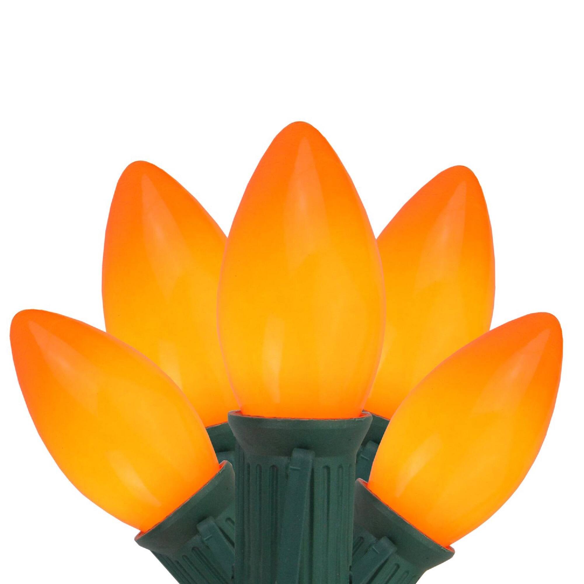 Front. Northlight - Opaque C9 Christmas Lights - Orange - 24' Green Wire - 25ct - Orange.