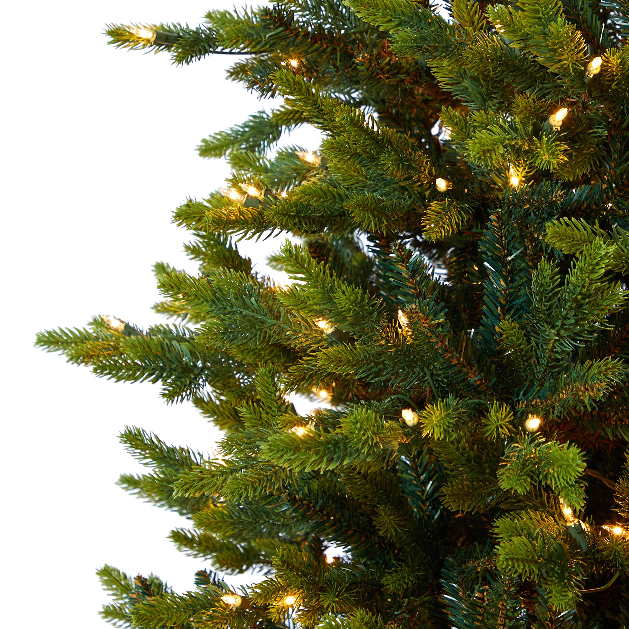 Left. BreeBe - 7’ North Carolina Xmas Tree w/550 Clear Lights and 3703 Tips - Green.
