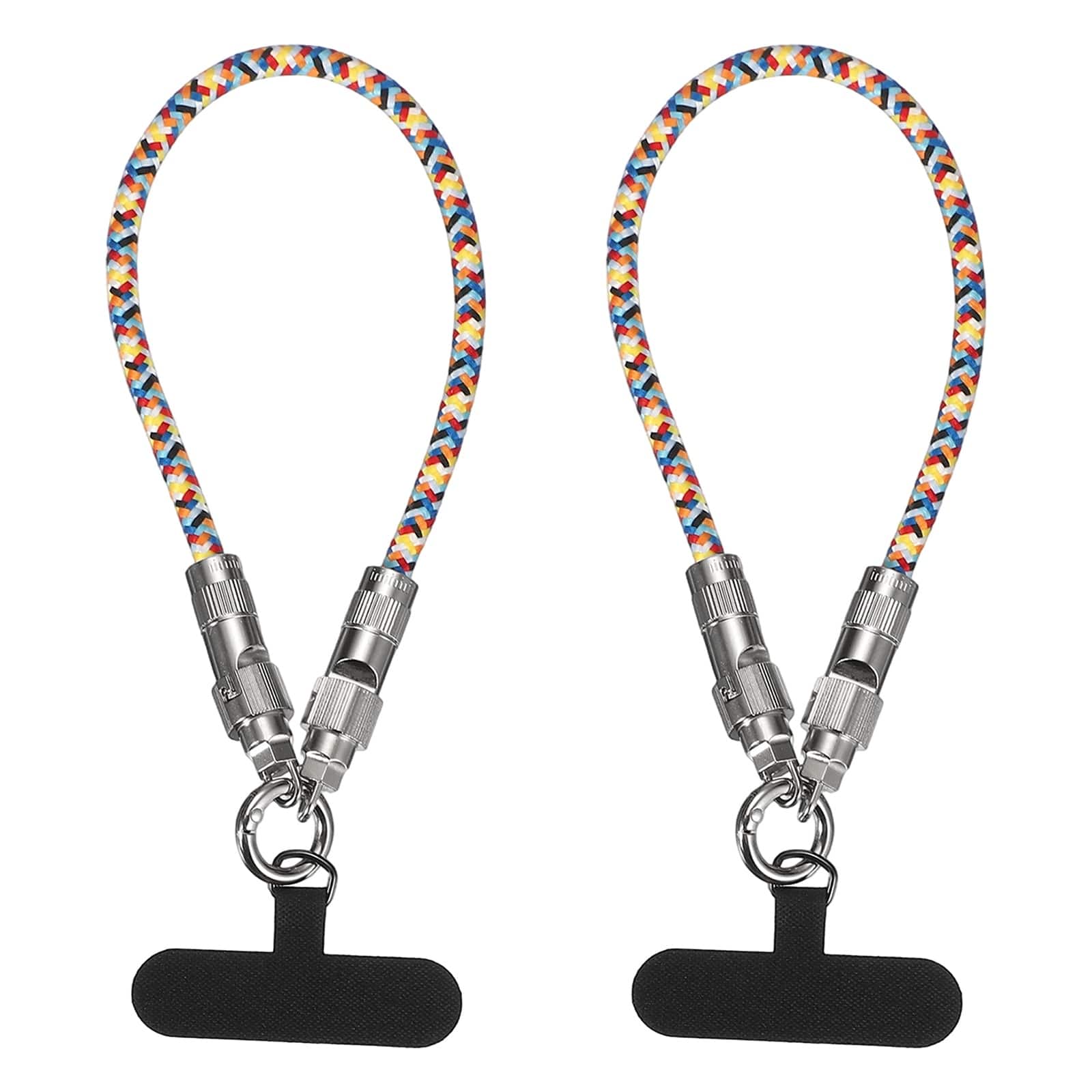 Unique Bargains - 2pcs 12" 2-in-1 Data Transfer Cord Phone Crossbody Wrist Strap with USB-C to USB-C Fast Charging Cable - Colorful