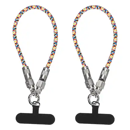 Front. Unique Bargains - 2pcs 12" 2-in-1 Data Transfer Cord Phone Crossbody Wrist Strap with USB-C to USB-C Fast Charging Cable - Colorful.