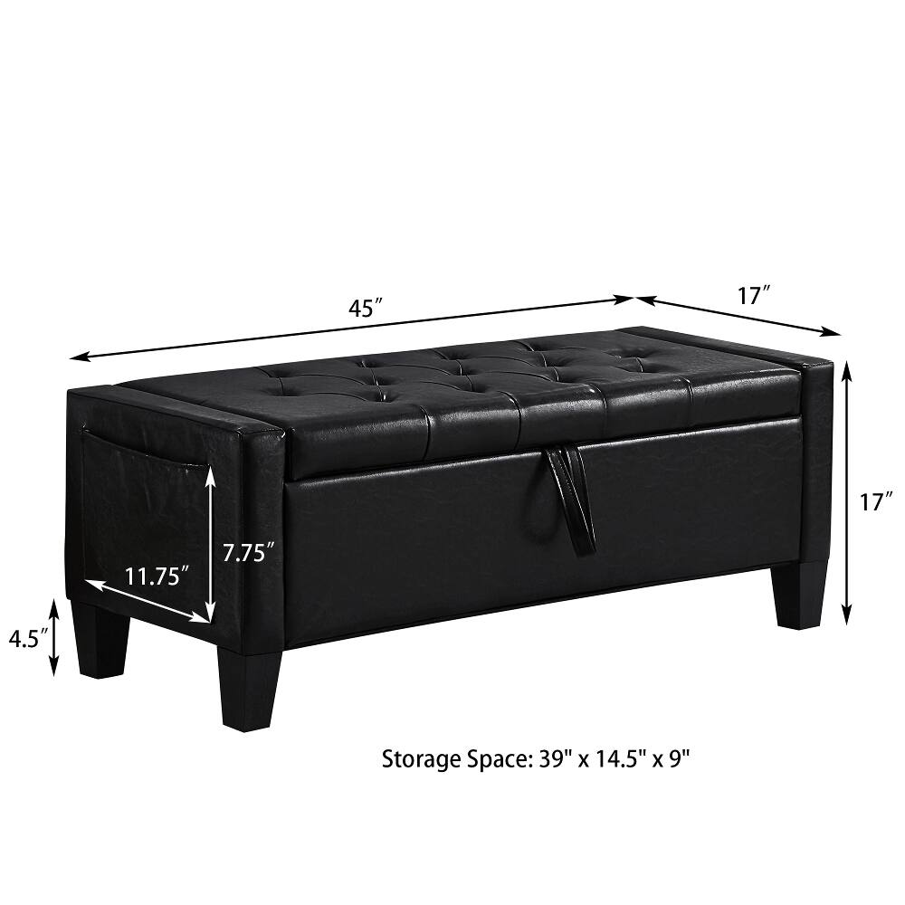 45"  
17"  
17"  
7.75"  
11.75"  
4.5"  
Storage Space: 39" x 14.5" x 9"
