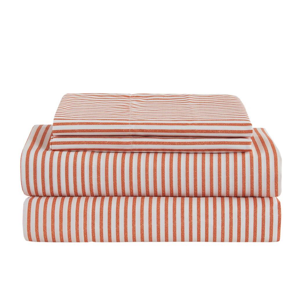 Alt View 3. Gracie Mills - Gracie Mills Ware Striped Comforter Set with Bed Sheets - Coral/Grey.