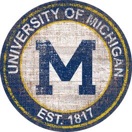 Fan Creations - Michigan Wolverines 24'' Round Heritage Logo Sign - Multicolor