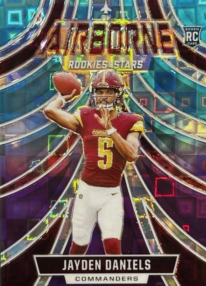 AIRBORNE  
ROOKIES & STARS  

JAYDEN DANIELS  
COMMANDERS  

ROOKIE RC CARD