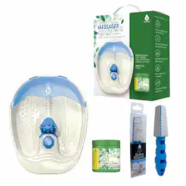 Pursonic - Soothing Foot Spa Massager with Tea Tree Salt Scrub & Callus Remover - Multicolor