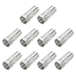 Unique Bargains - 10pcs Coaxial Connector, F Male to PAL Male, 75 Ohm Nickel Plated, 26x10.5mm, for Broadcast, Antenna - Silver
