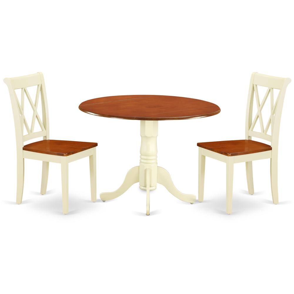 Angle. East West Furniture - Dining Room Set Buttermilk & Cherry - Brown.