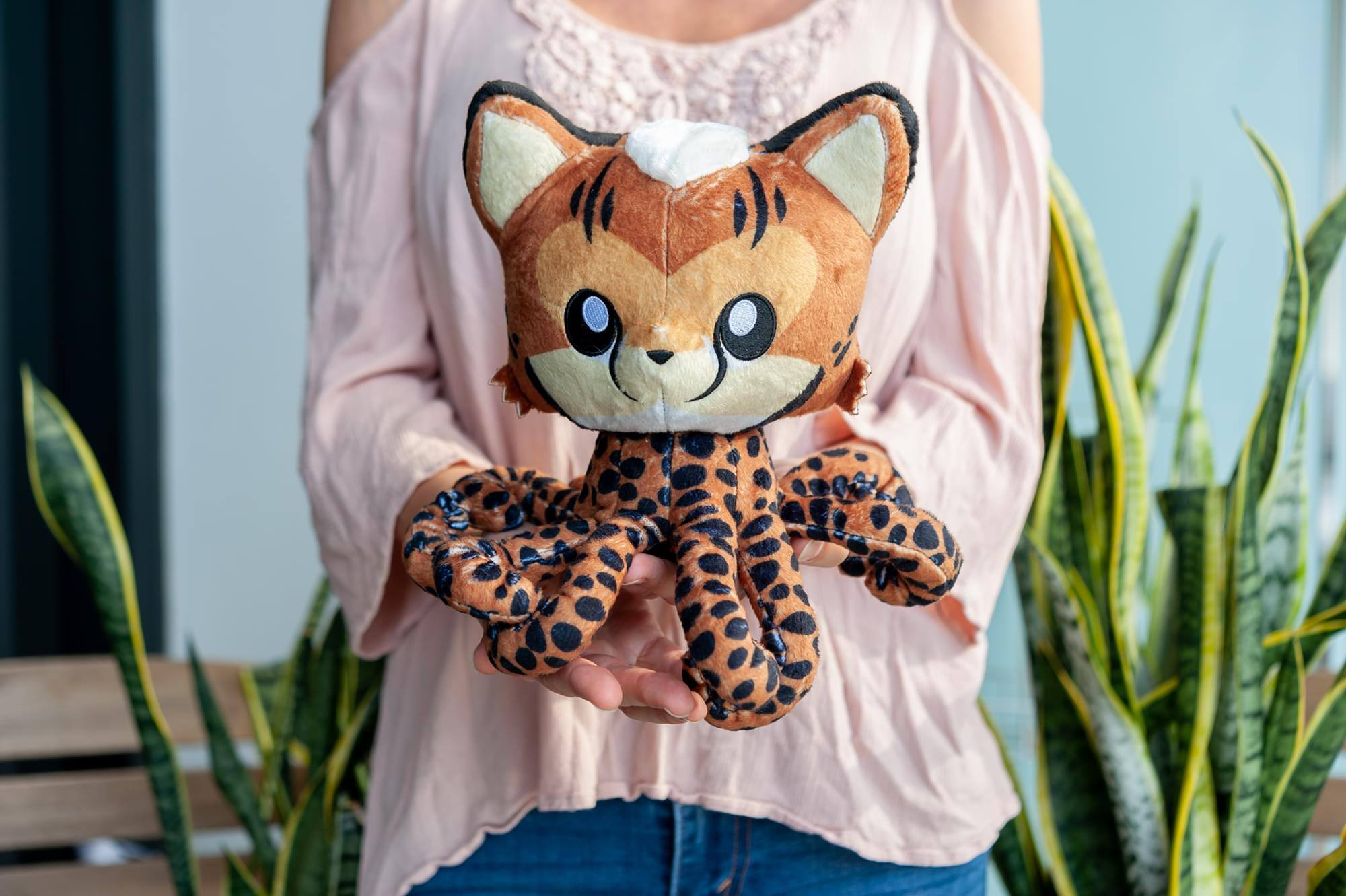 Alt View 4. Tentacle Kitty - Tentacle Kitty Series Cheetah Kitty Plush Collectible | Measures 8 Inches Tall - Orange.