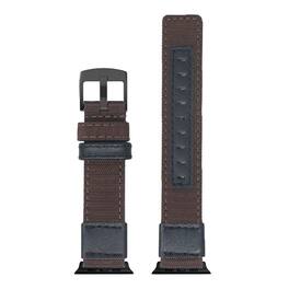 StrapsCo - Rugged Canvas Watch Band Strap For Apple Watch - 40mm/41mm/42mm (Short) - Brown (Silver Hardware)
