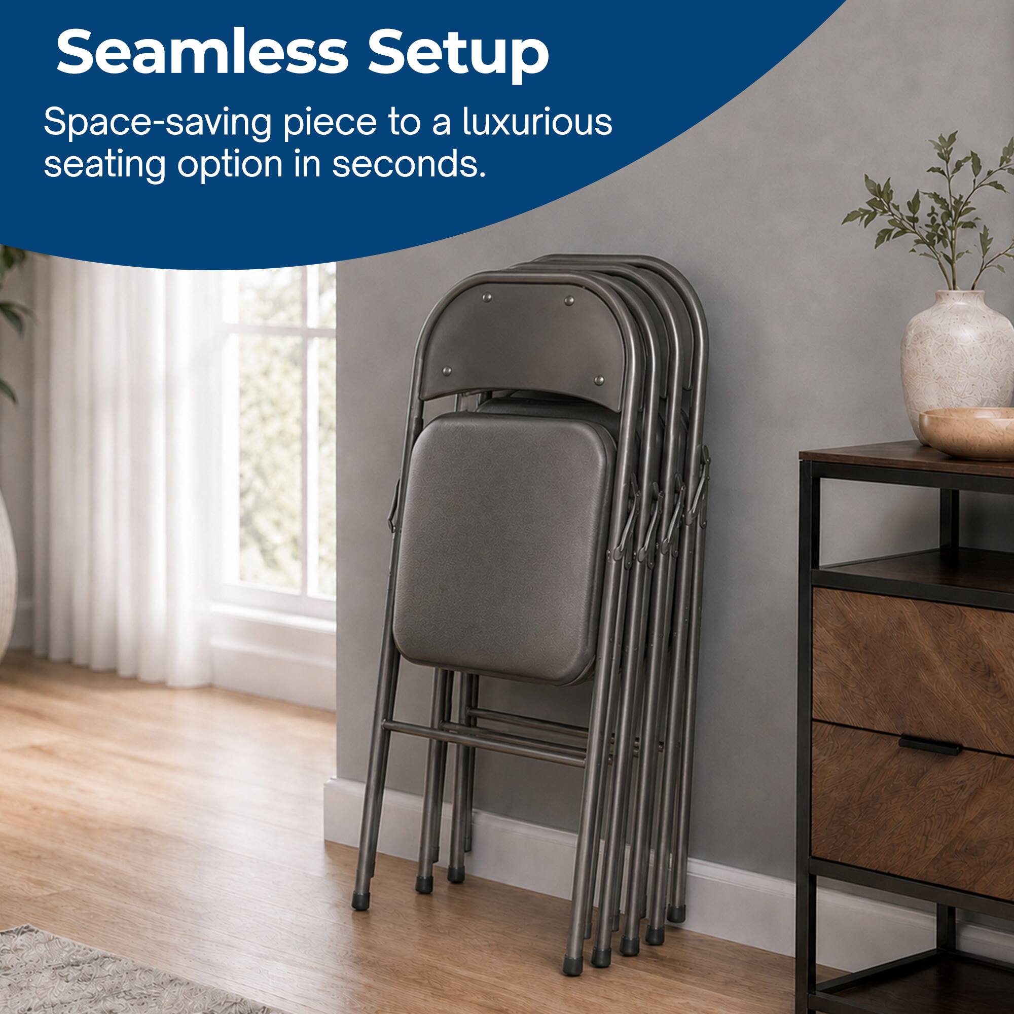 Seamless Setup  
Space-saving piece to a luxurious seating option in seconds.