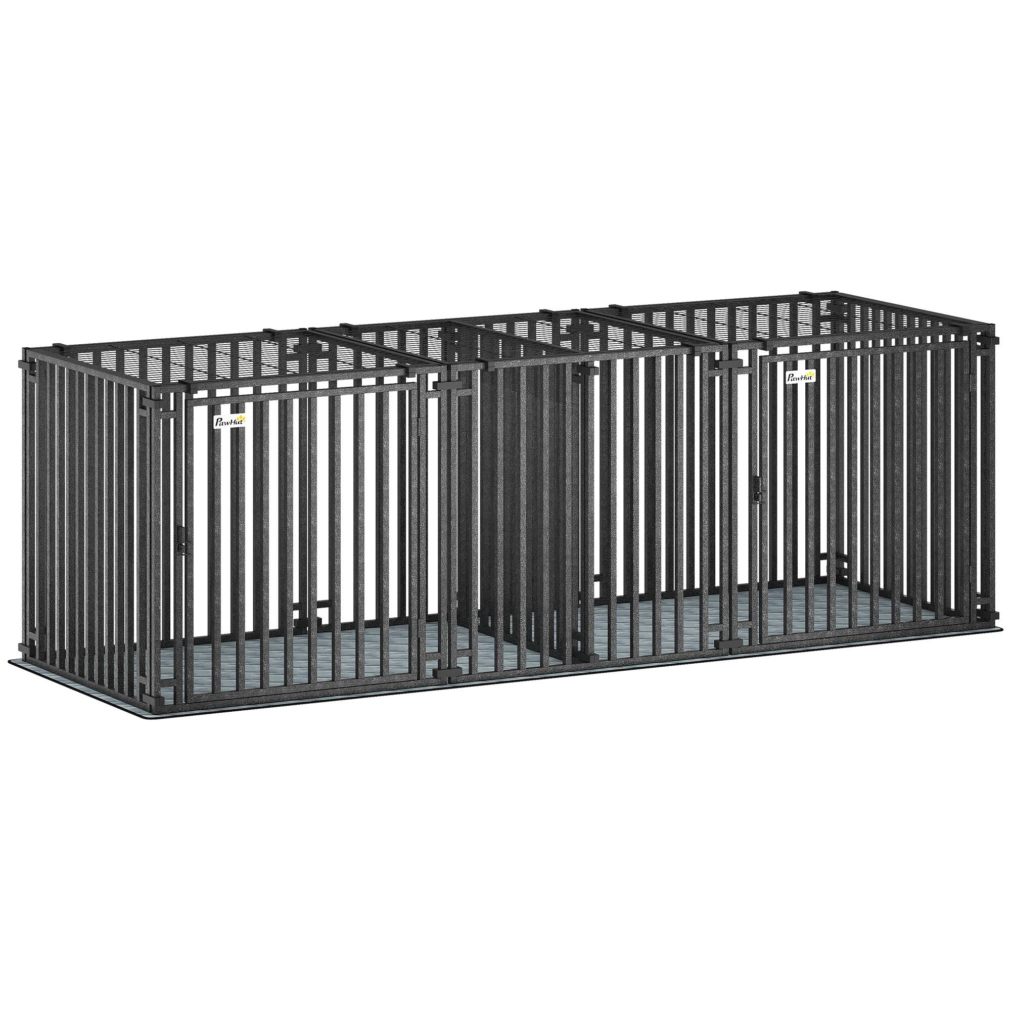 Front. Pawhut - Heavy Duty Dog Crate, Extra Large Dog Kennel with Divider and Mat for Large Breeds - Black.