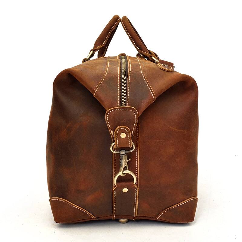 Alt View 5. Steel Horse Leather - The Eira Duffle Bag | Vintage Leather Weekender - Brown.