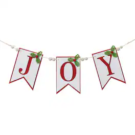 BreeBe - Joy Holiday Banner Garland 21"L - Red, Green, White