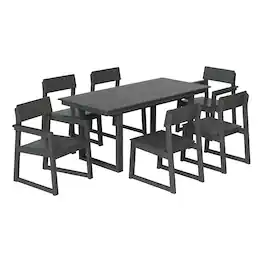 WestinTrends - Paloma 7-Piece Modern HDPE Outdoor Patio Dining Table Set With Umbrella Hole - Gray