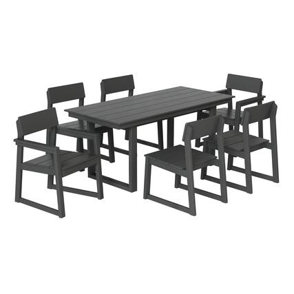 Front. WestinTrends - WestinTrends Paloma 7-Piece Modern HDPE Outdoor Patio Dining Table Set With Umbrella Hole - Gray.