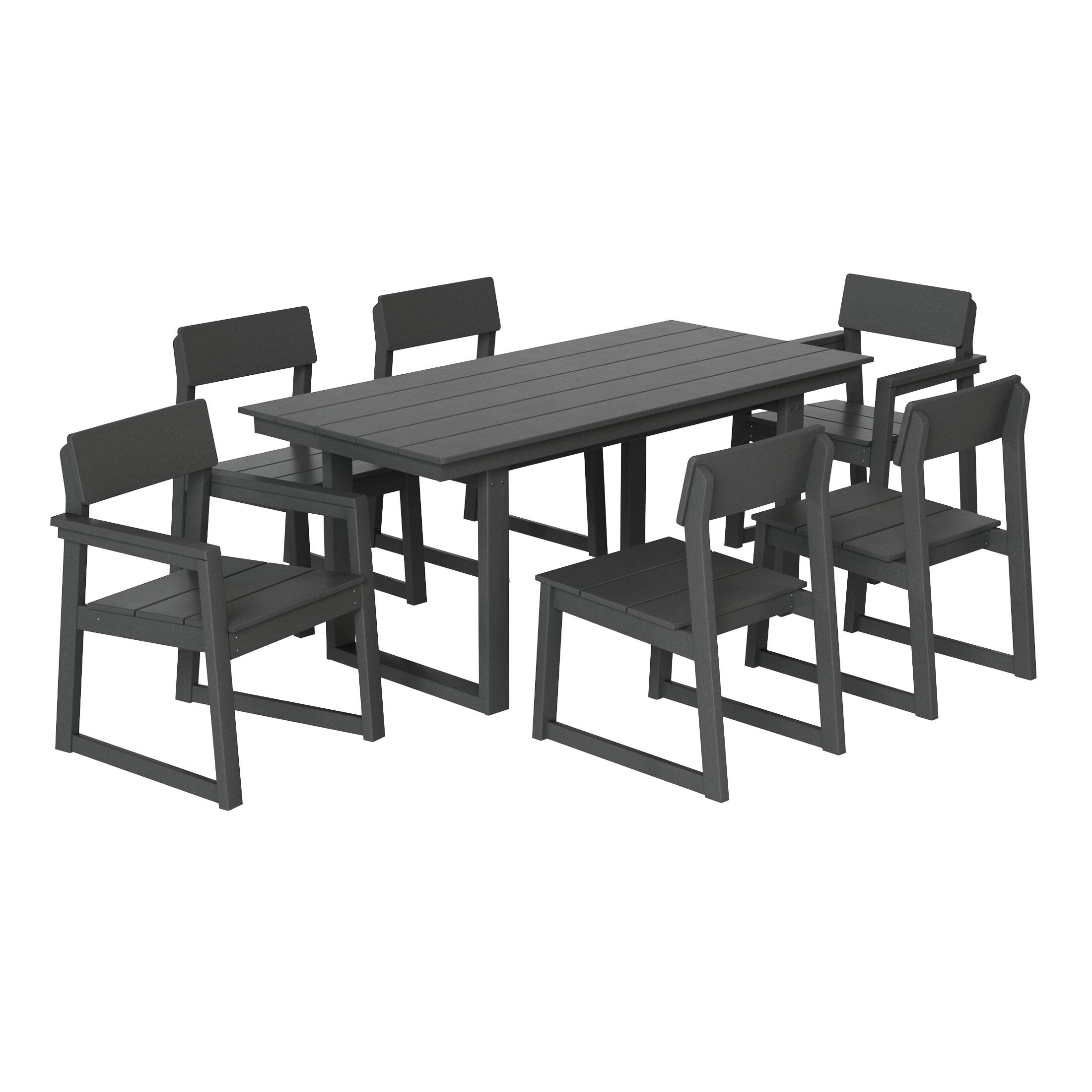 Front. WestinTrends - WestinTrends Paloma 7-Piece Modern HDPE Outdoor Patio Dining Table Set With Umbrella Hole - Gray.