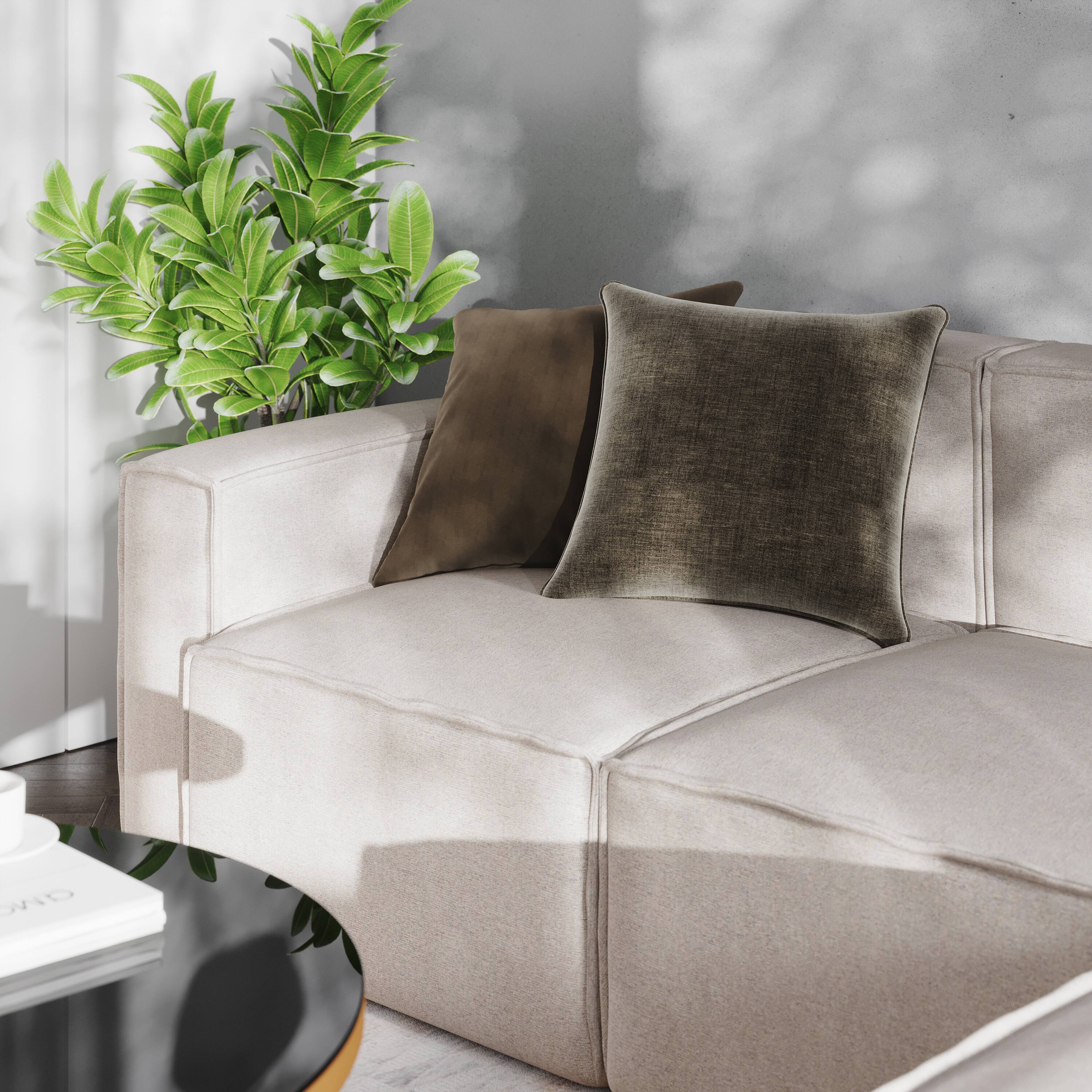 Alt View 3. Emma + Oliver - Farmount Modular Left Side Armchair with Arm Rest - Cream.