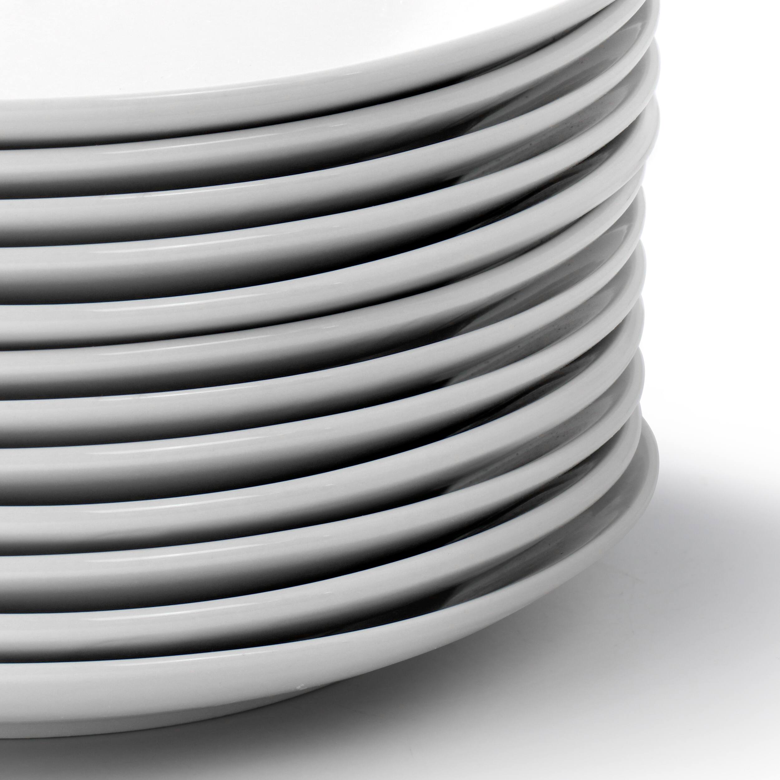 Alt View 4. Elama - Elama Professional Kitchen 12 Piece Round Porcelain Salad Plate Set in White - White.
