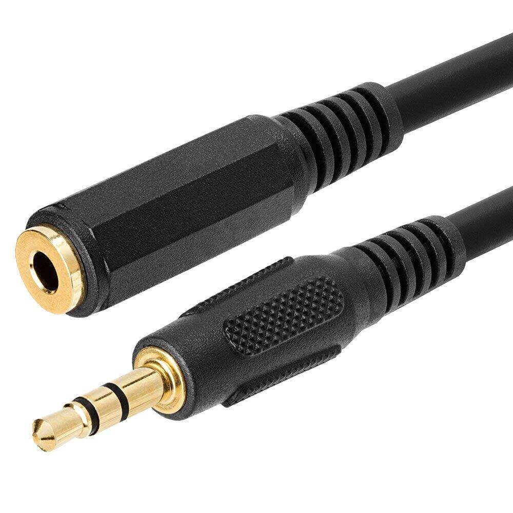 Left. Cmple.com - 3.5mm Headphone Extension Cable 25ft Black Male to Female AUX Cord Gold-Plated TRS - Black.