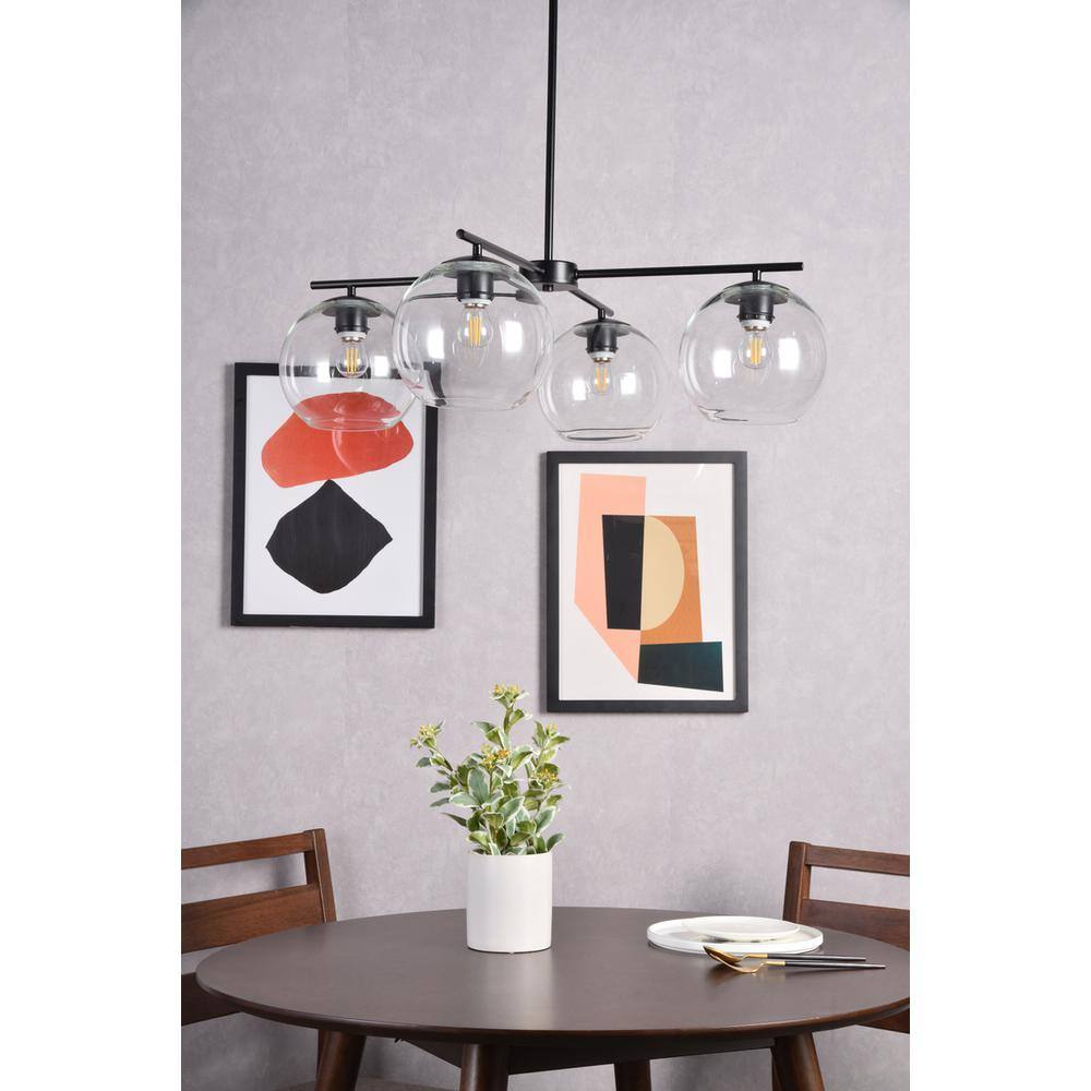 Left. Living District - Opus 4 lights black pendant - Black And Clear.