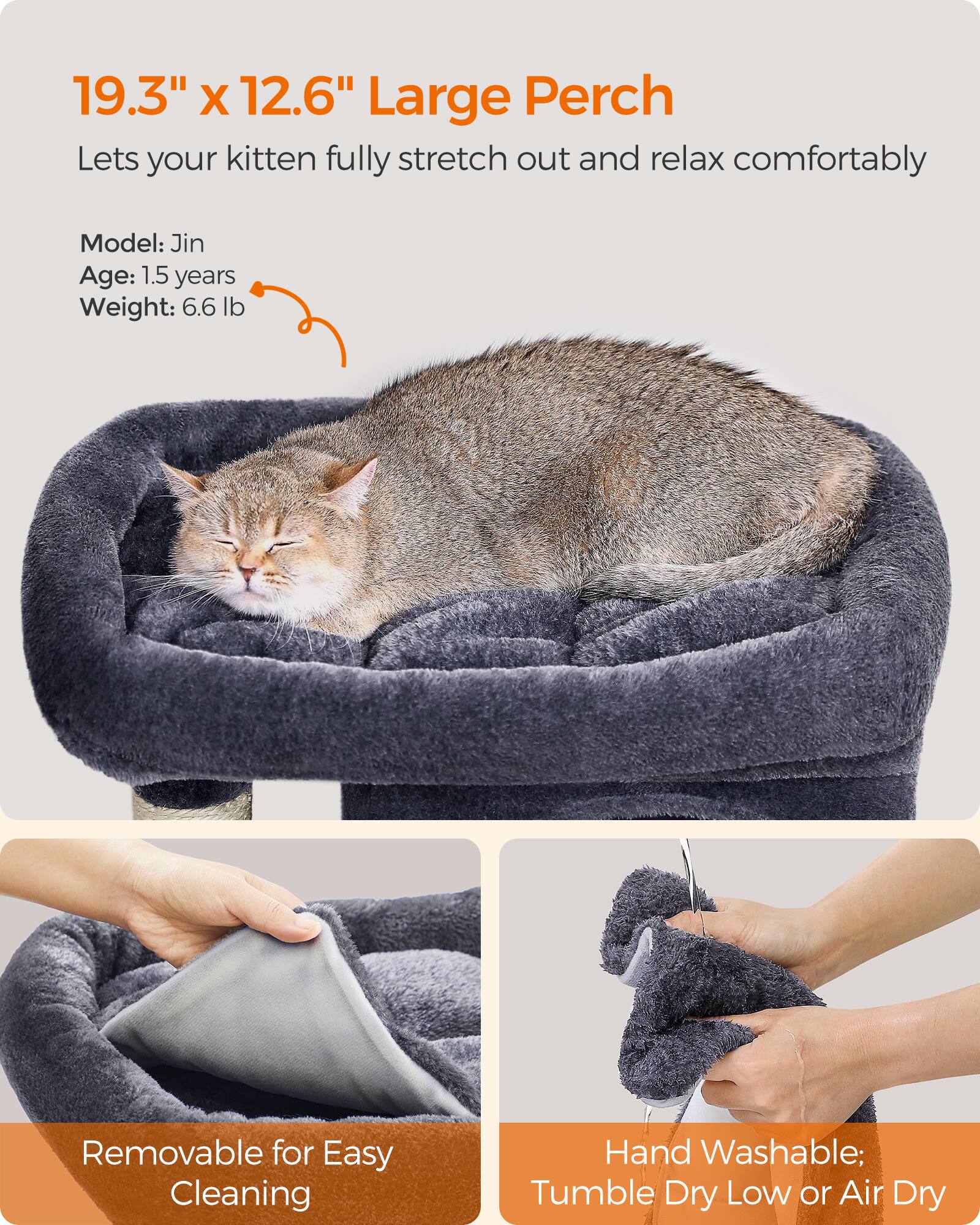 Songmics Home Cat Tree, 27.6 Inch Cat Tower, Plush Condo for Medium ...