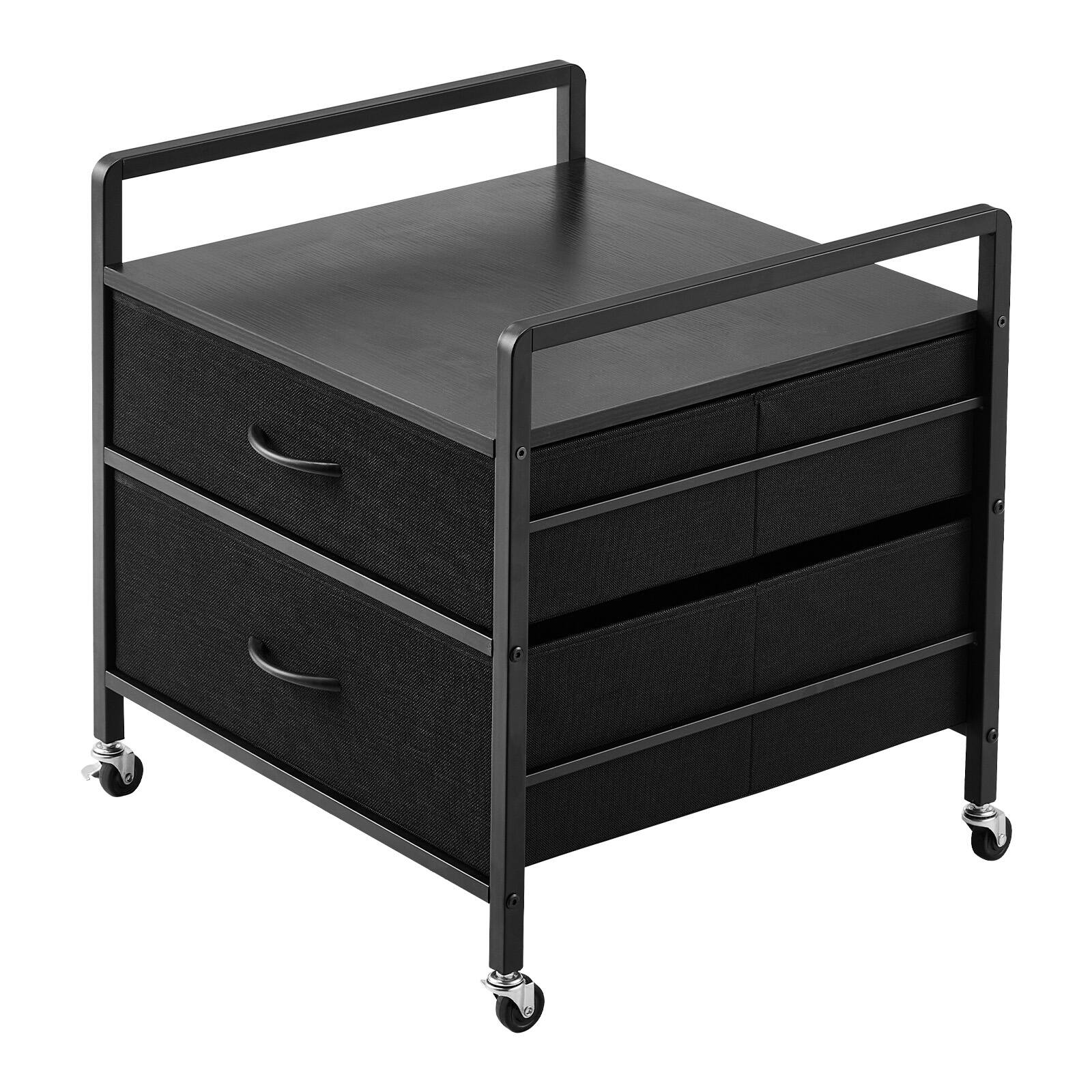 Alt View 5. VEVOR - Mini Fridge Stand with Storage, 176 lb-Capacity Mini Fridge Table with 2 Drawers & 4 Swivel Wheels - Black.