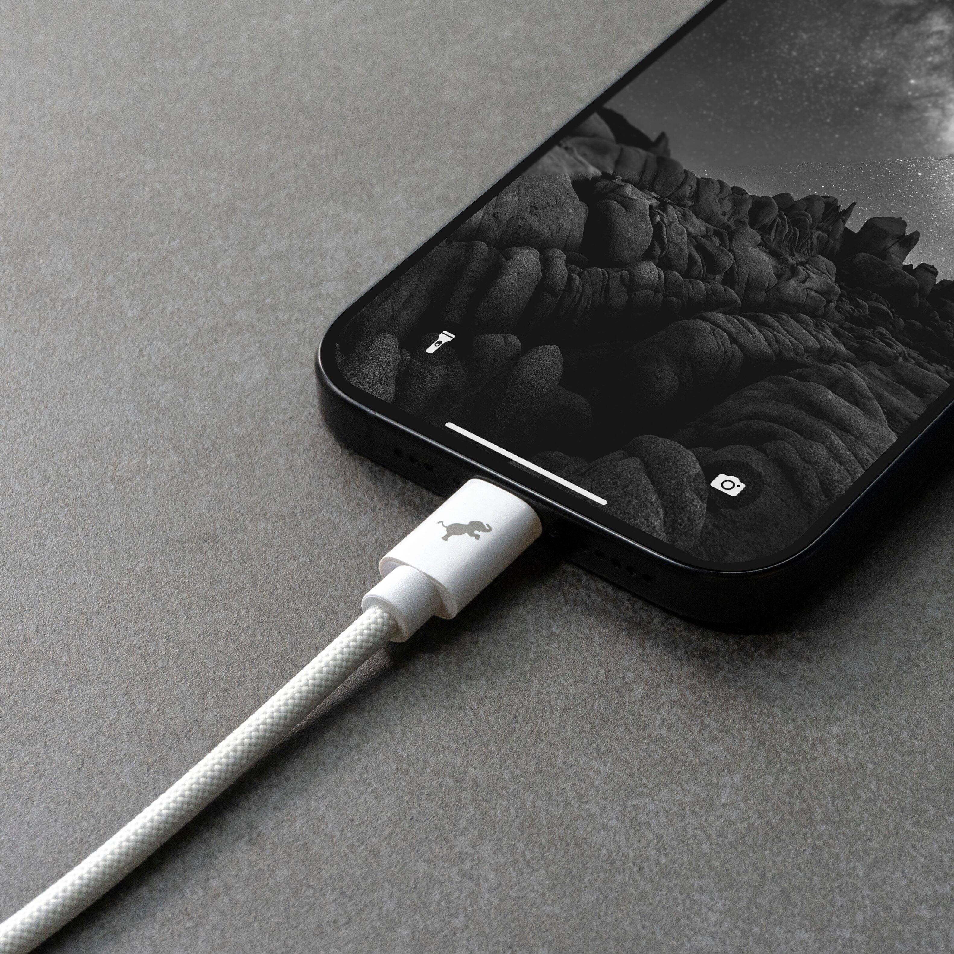 Alt View 8. Nimble - Powerknit USB-A to USB-C Cable 1M/3.3FT Fast Charging for iPhone 16/15, Samsung S24–S10, Note 20/10, Pixel, Moto & More - White.