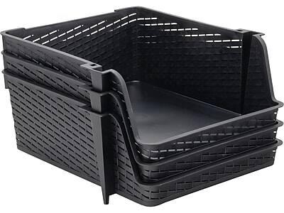 Alt View 1. Advantus - Advantus Nest and Stack Open Lid Storage Bin, Black, 3/Pack (39221) - Black.