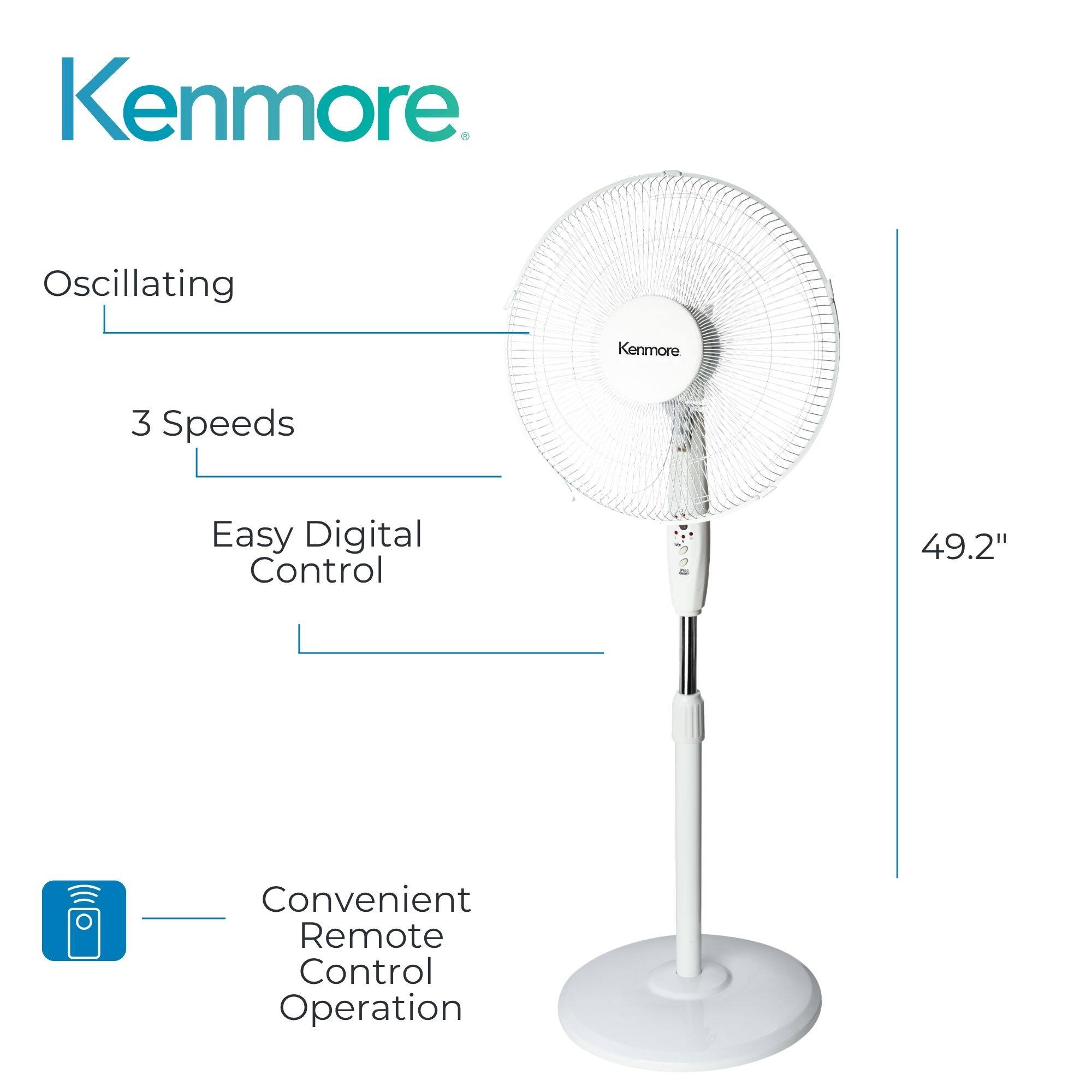 Kenmore Oscillating Fan

- 3 Speeds
- Easy Digital Control
- Convenient Remote Control Operation
- 49.2"