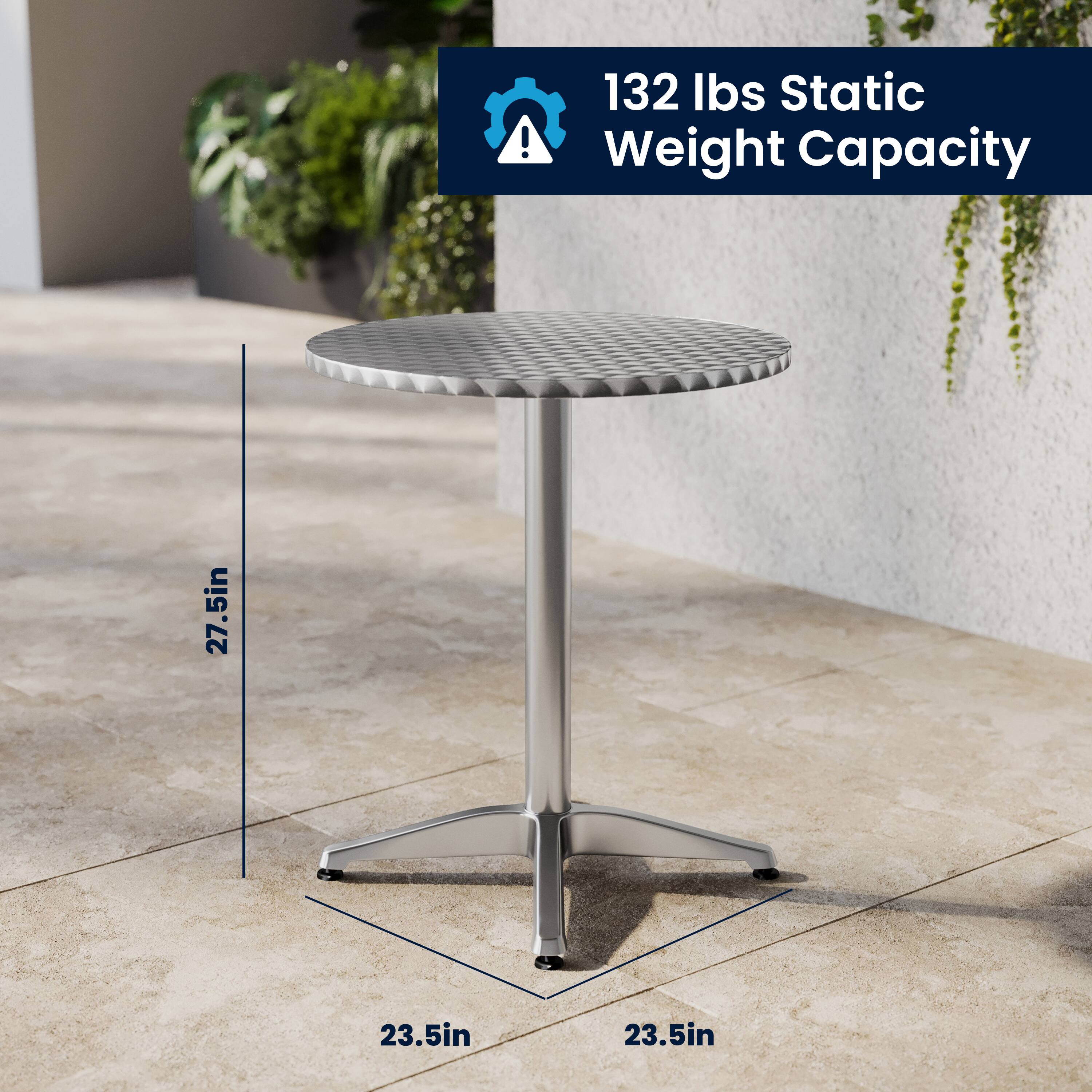 132 lbs Static Weight Capacity  
27.5in  
23.5in  
23.5in