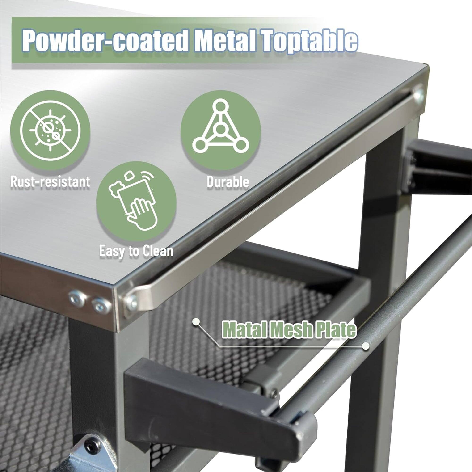 Powder-coated Metal Toptable

- Rust-resistant
- Durable
- Easy to Clean

Metal Mesh Plate