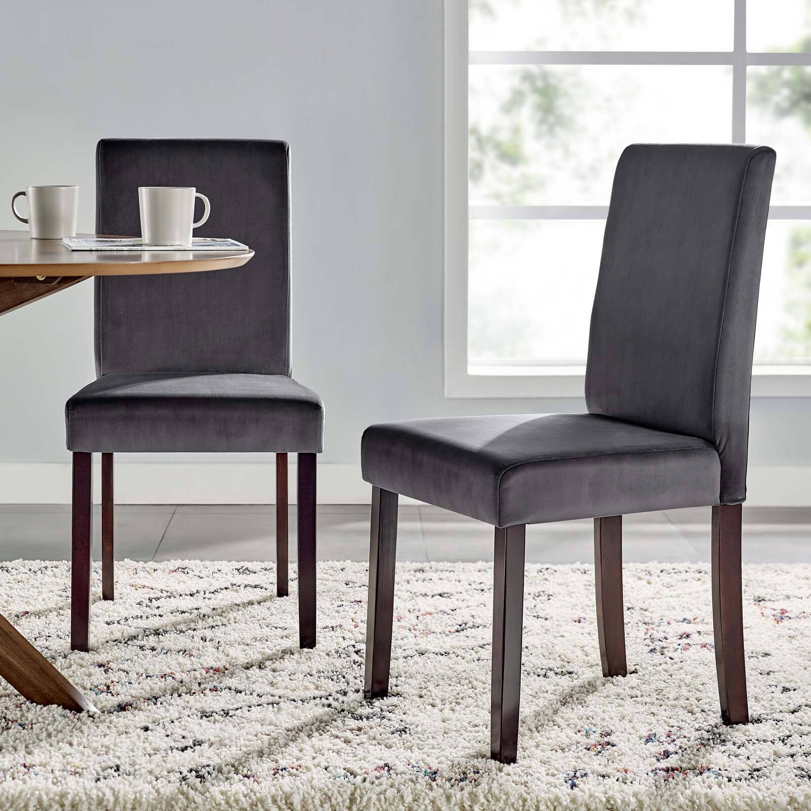 Front. Modway - Prosper Upholstered Velvet Dining Side Chair Set of 2 by Modway - Gray.
