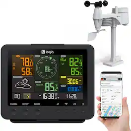 Logia - 5-in-1 WiFi Weather Station, Indoor/Outdoor Weather Station w/Forecast Data and More - Black