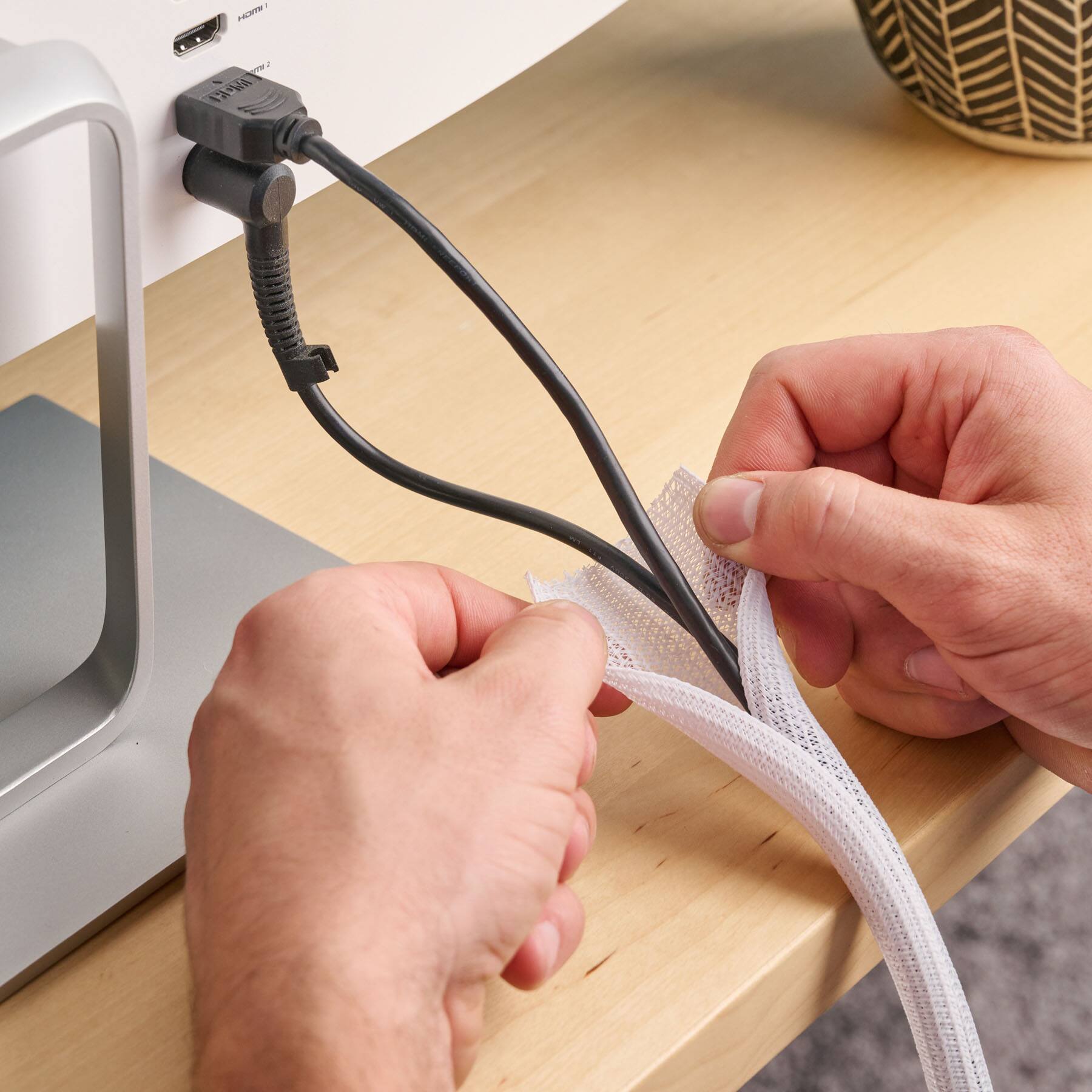 Alt View 2. Wrap-It Storage - Wrap-It Storage Cable Sleeve - Mesh - 10' x 0.75" White - White.