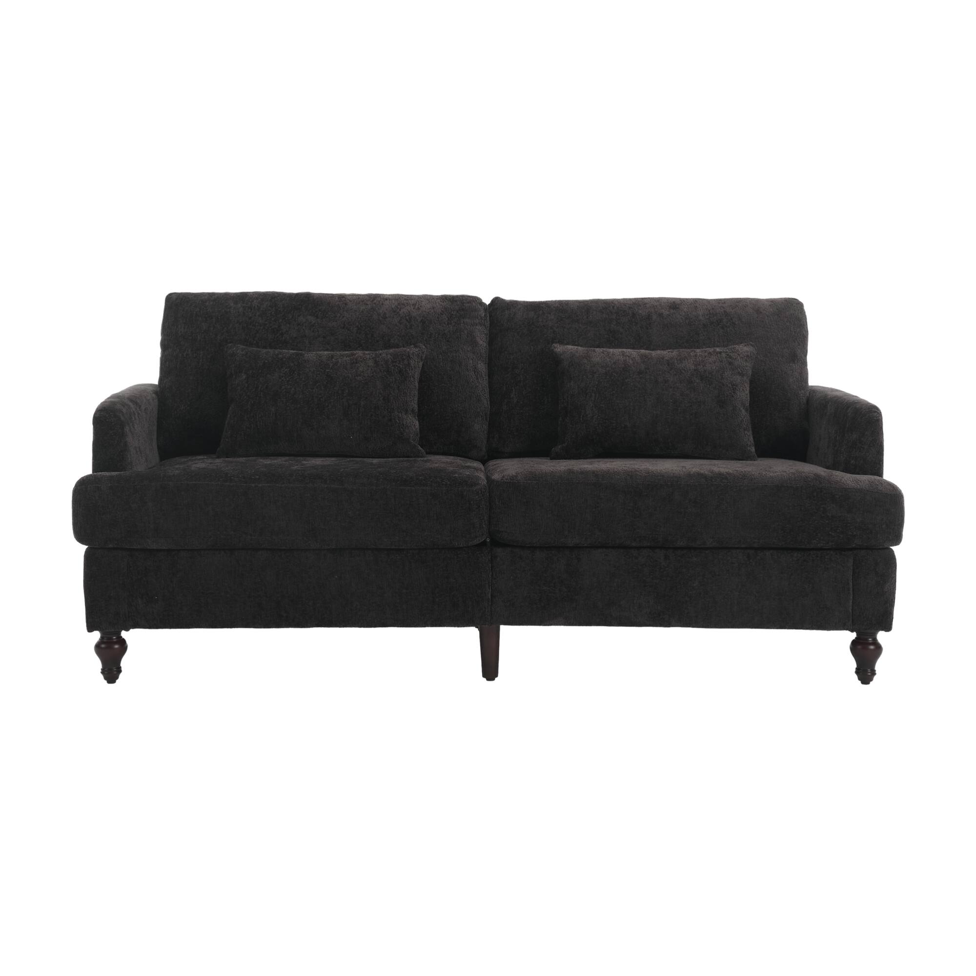 Alt View 8. GOODSILO - Modern Upholstered Loveseat Sofa with Chenille Fabric and Solid Wood Frame for Living Room and Bedroom - Black.